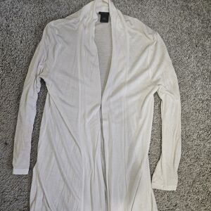 Ann Taylor White Open-Front Cardigan Sweater